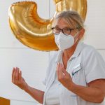 Dr. Kathrin Tatschner bei ihrer Rede zum Jubiläum der AWO Geriatrischen Rehabilitationsklinik Würzburg